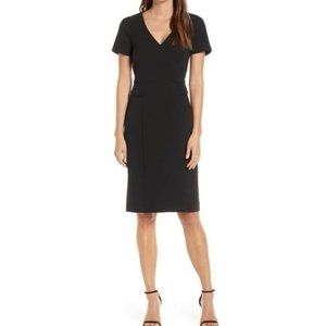 HARPER ROSE Crepe V-Neck Short Sleeve Sheath Dress